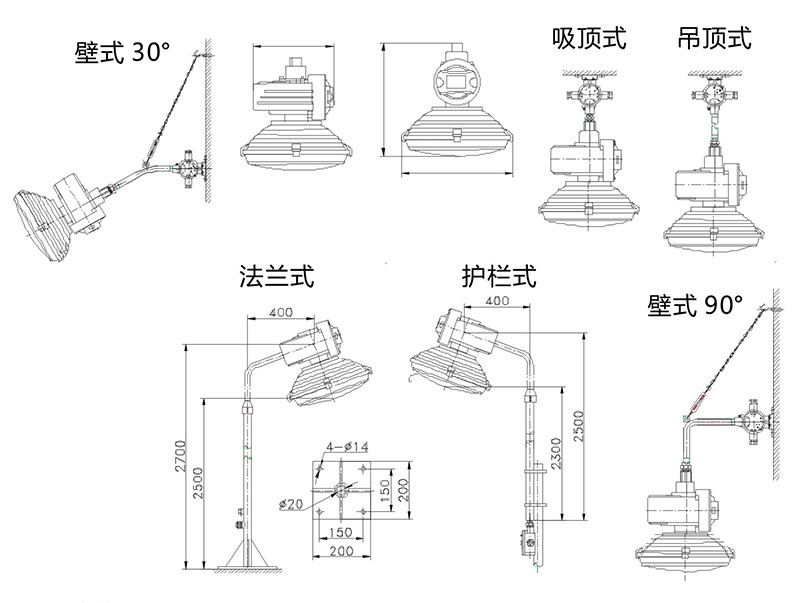 XQW1105防爆无极灯安装示意图