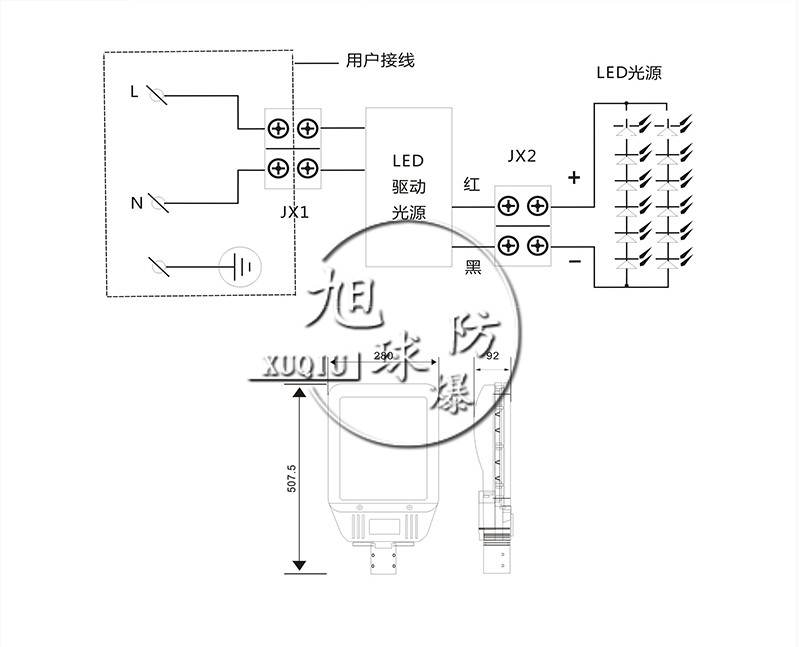 新款XQL8103-mLED防爆灯安装示意图